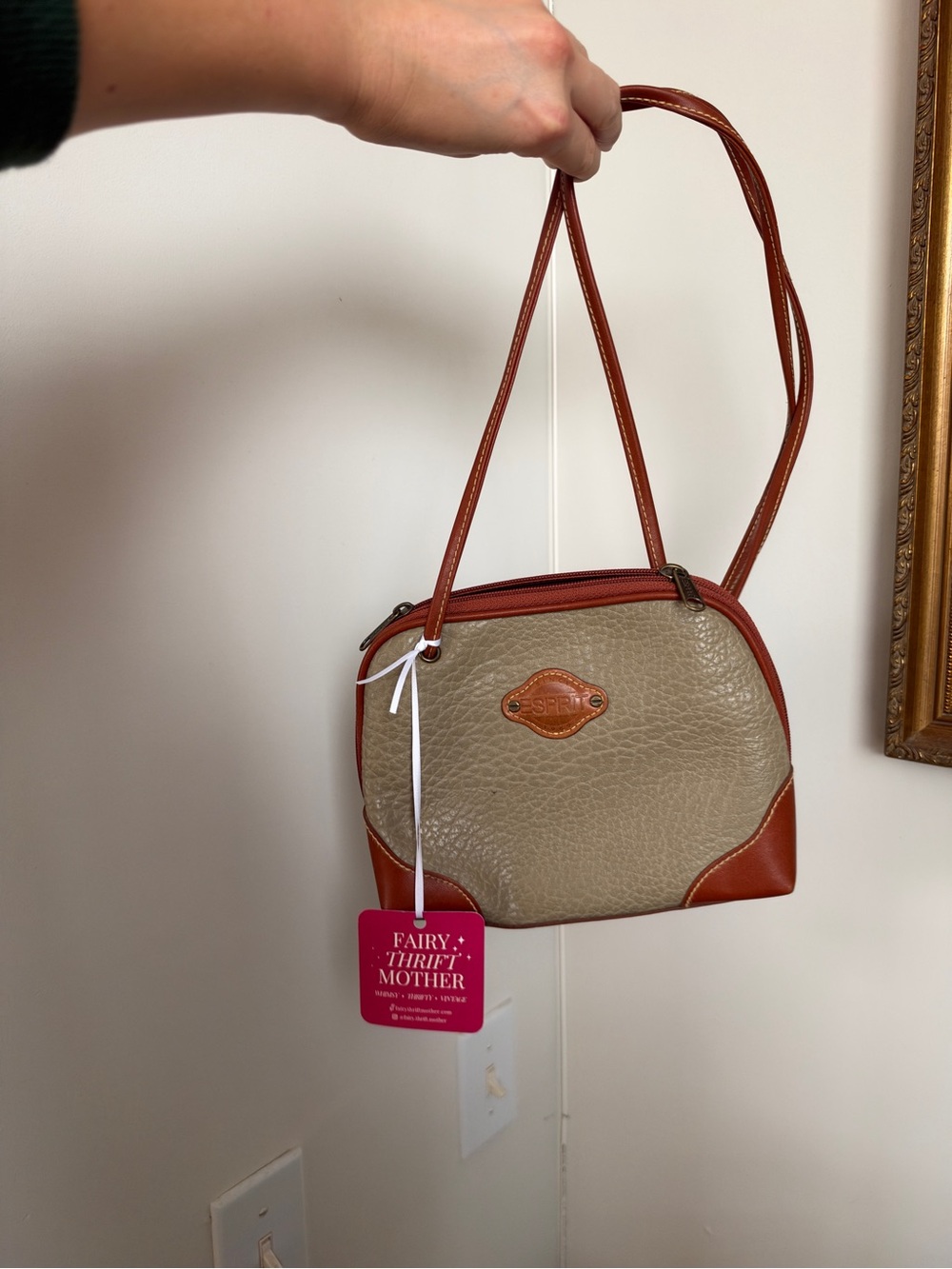 Vintage Esprit Two-Tone Beige and Brown Crossbody Bag